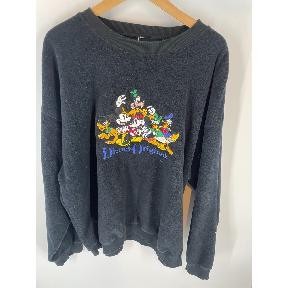Vintage Disney Originals Embroidery Character Fleece Sweatshirt Black Mens XL